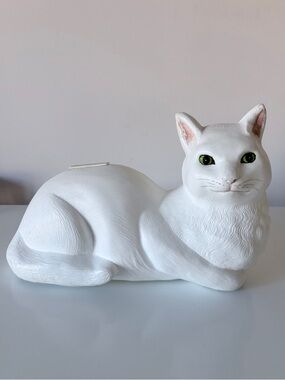 Vintage Cat Blow Mold Coin Bank 80s 90s